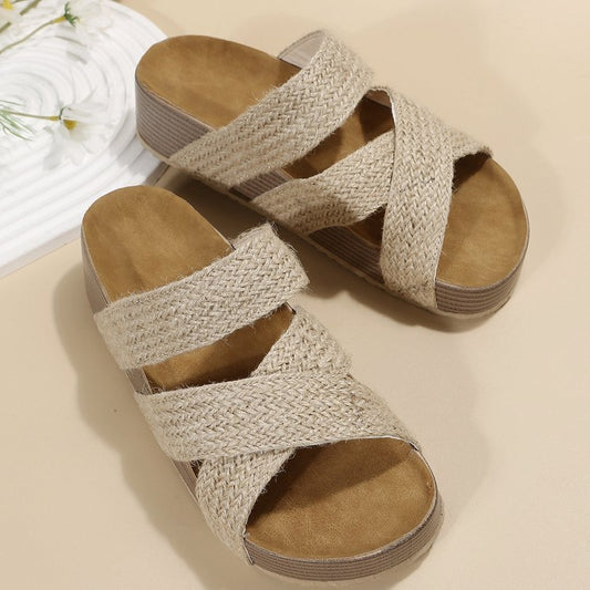 Cross-Strap Platform Sandals